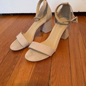 Taupe Trendy Block Heel with Sleek Ankle Strap